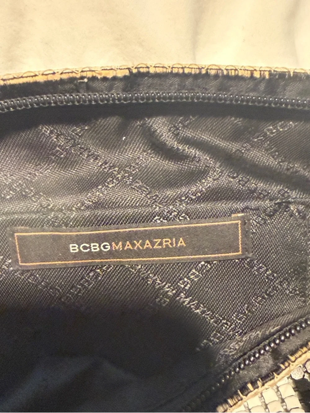 BCBGMaxAzria Black and White Beaded Chain Shoulder Bag